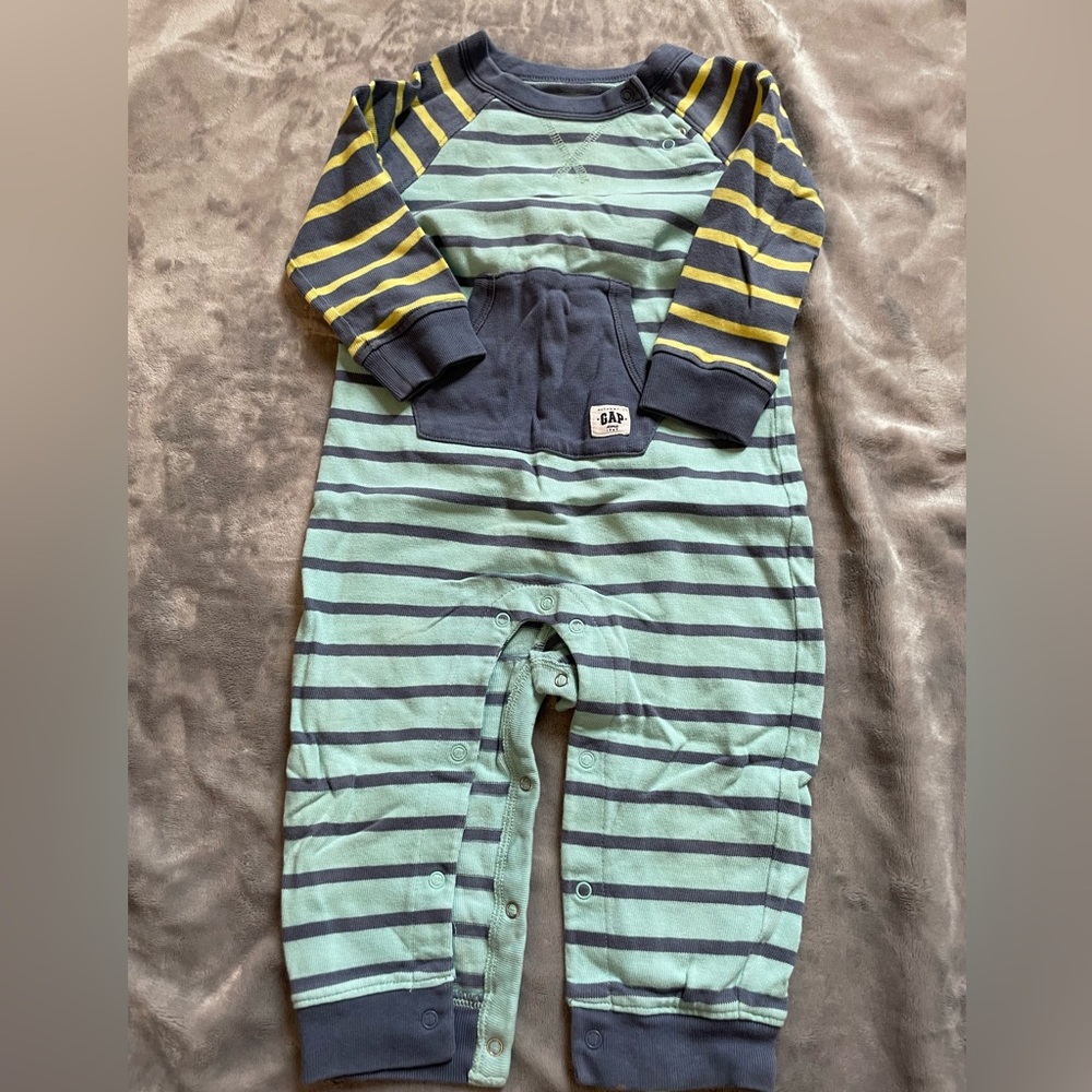 GAP Kids Striped Blue and Yellow Footie